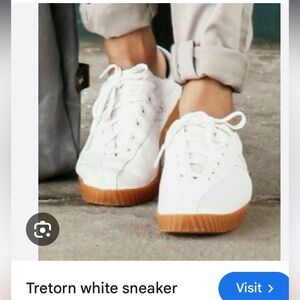 TRETORN Women’s  White /White Honey Leather Sneakers EST 1891 SWEDEN